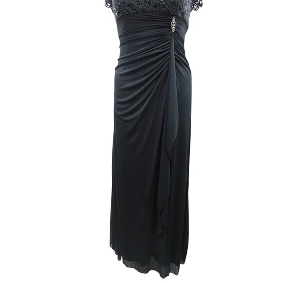 Betsy & Adam Gray Lace Sequin Gown Sz 14  Mother of Bride Formal Evening Dress - Picture 6 of 12
